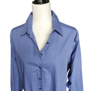 Van Heusen 2 blue-shade pepita pattern button down shirt cotton blend L, 14-16